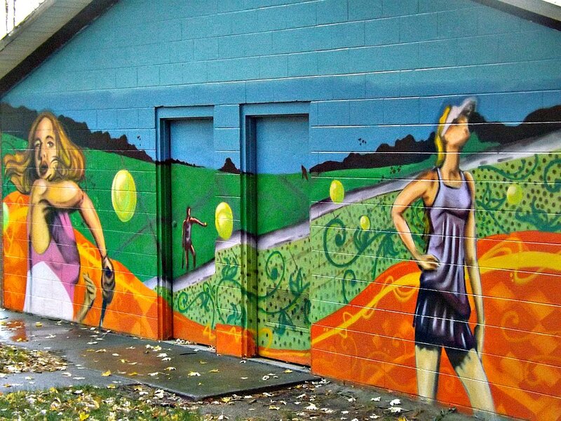Woman Playing Tennis — Blue, Vibrant