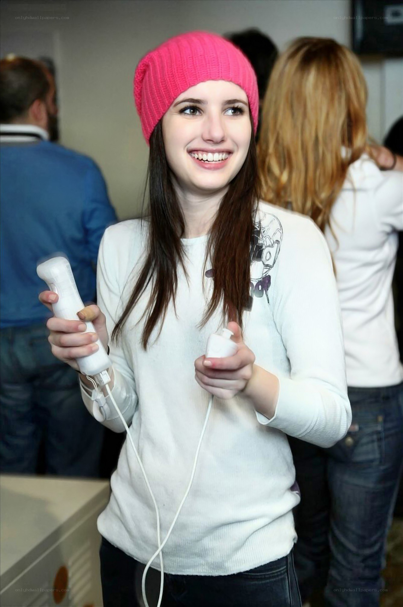 Woman playing video game