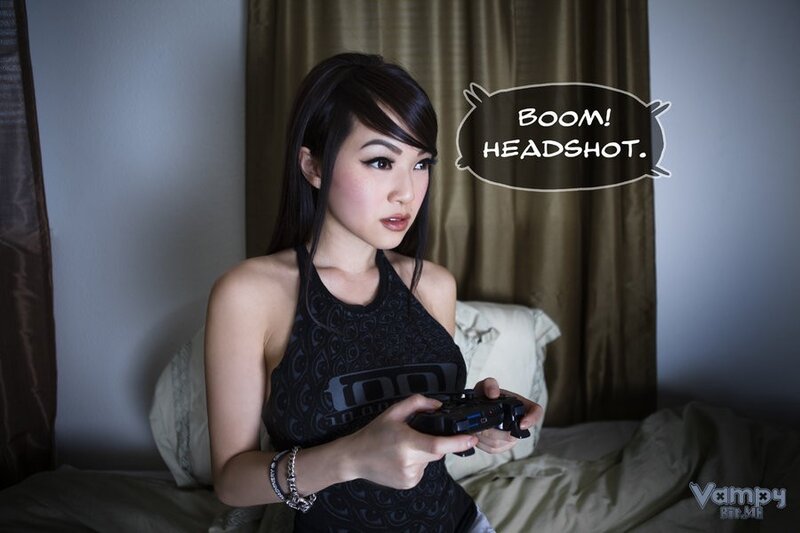 woman playing video game