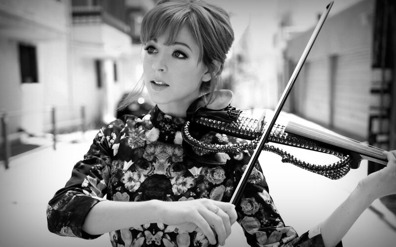 Woman Playing Violin — Black, Dramatic, Photograph, Dress, Building