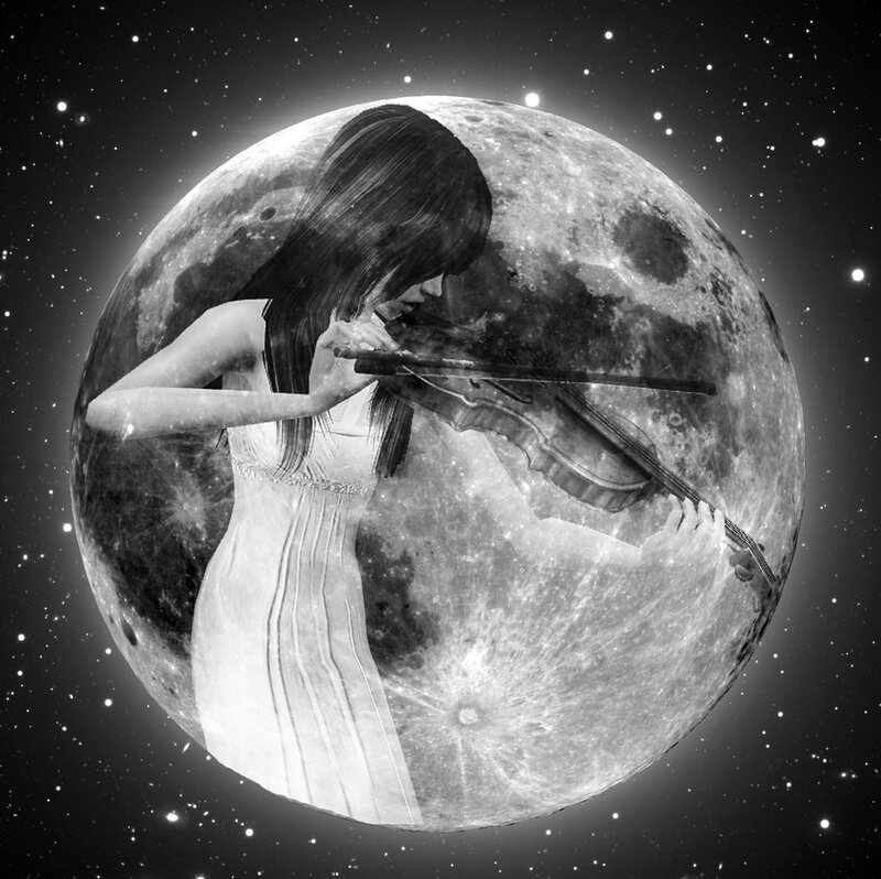 Woman Playing Violin — Black, Dreamy