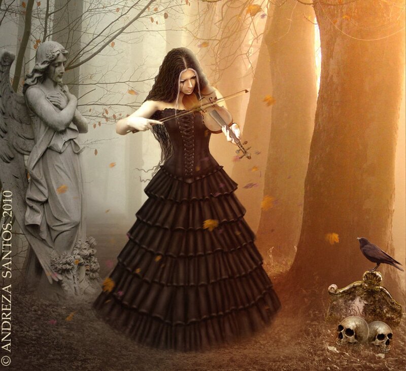 Woman Playing Violin — Brown, Dramatic, Autumn