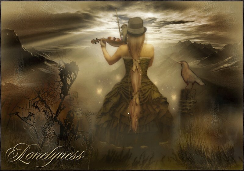 Woman Playing Violin — Brown, Dramatic, Night