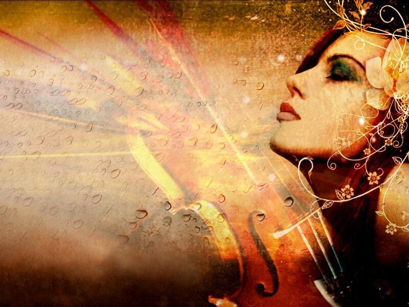 Woman Playing Violin — Gold