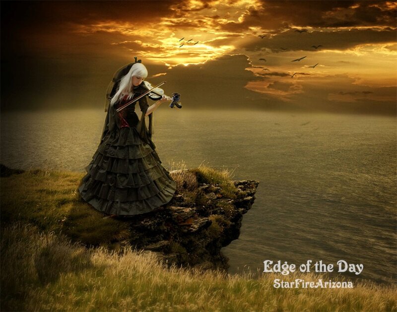Woman Playing Violin — Golden