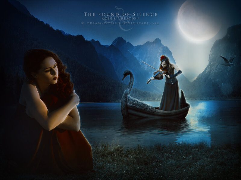 Woman Playing Violin on Swan Boat