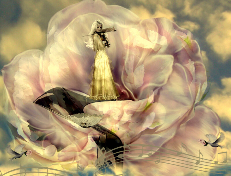 Woman Playing Violin — Pink