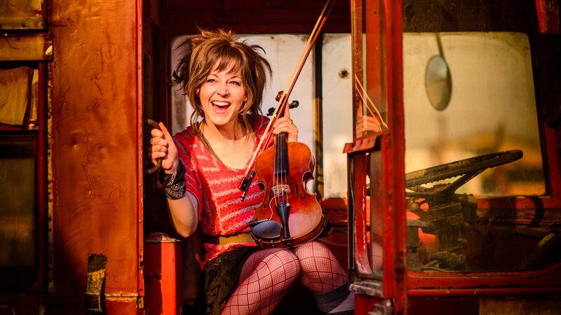 Woman Playing Violin — Red, Energetic, Sunset