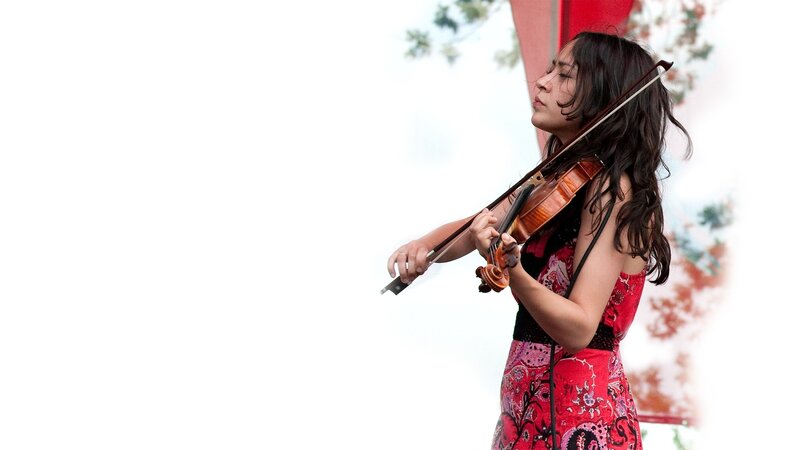 Woman Playing Violin — Red, Focused, Afternoon