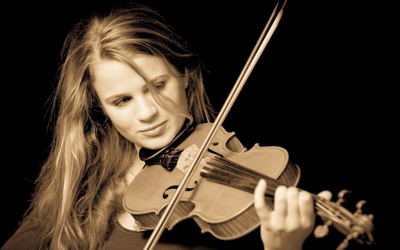 Woman Playing Violin — Sepia