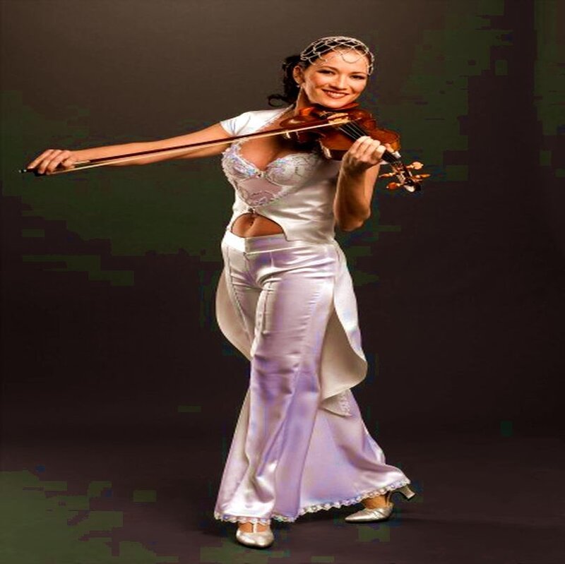 Woman Playing Violin — White, Confident