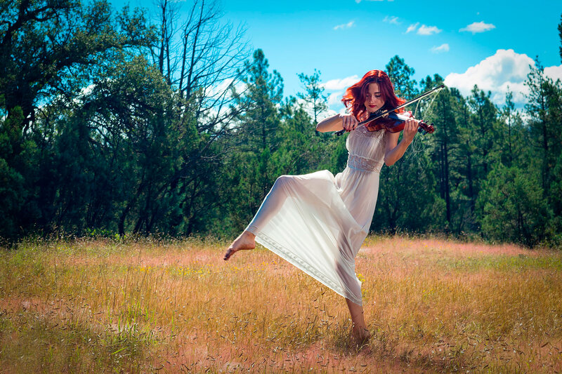 Woman Playing Violin — White, Dramatic, Afternoon