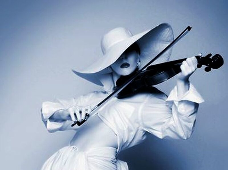 Woman Playing Violin — White
