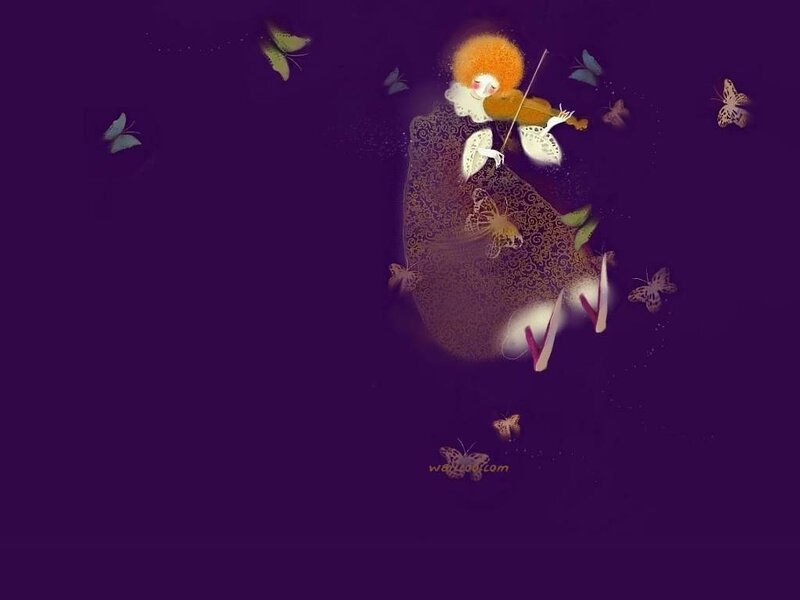 woman playing violin with butterflies