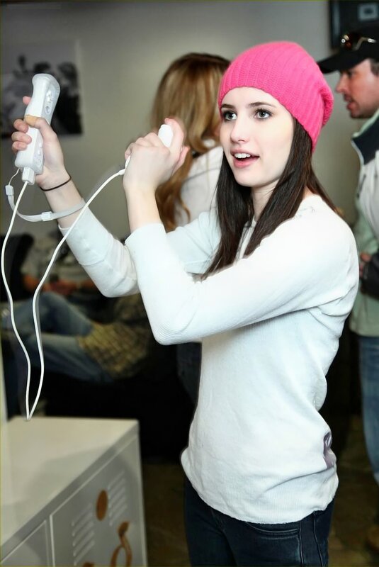 woman playing wii game