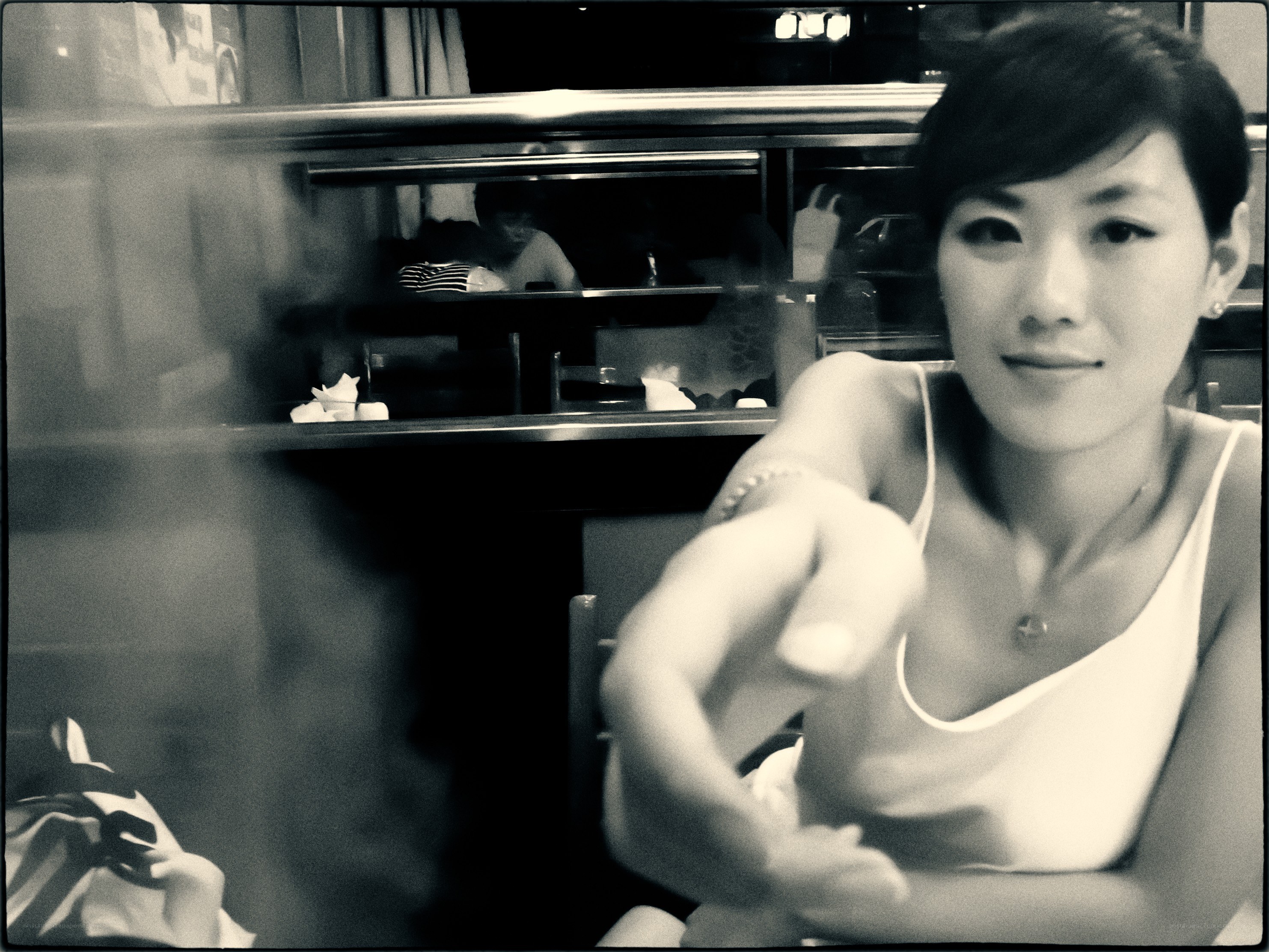 woman pointing at camera