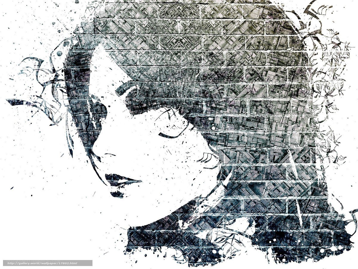 woman portrait with brick texture