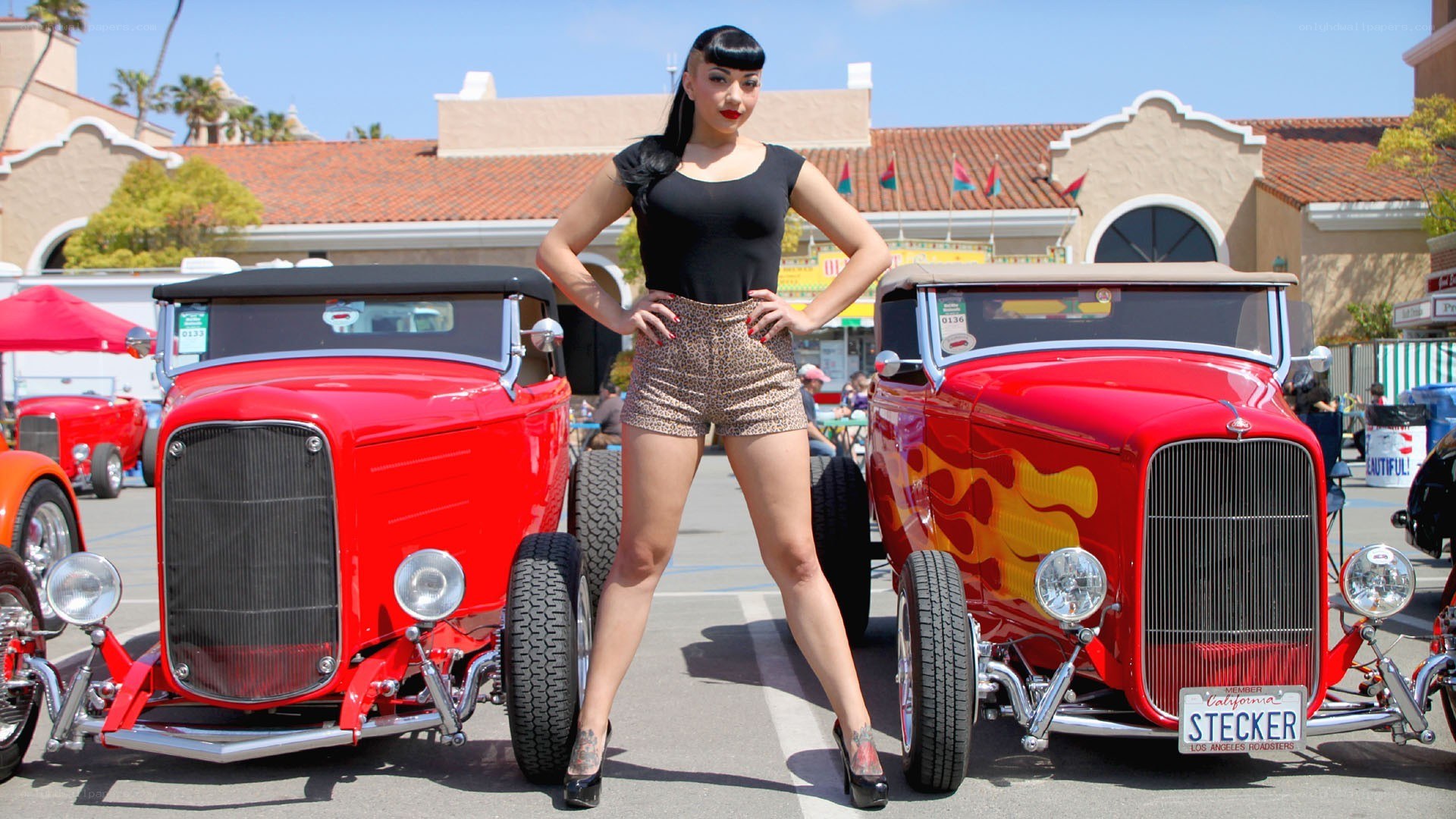 Woman posing at car show