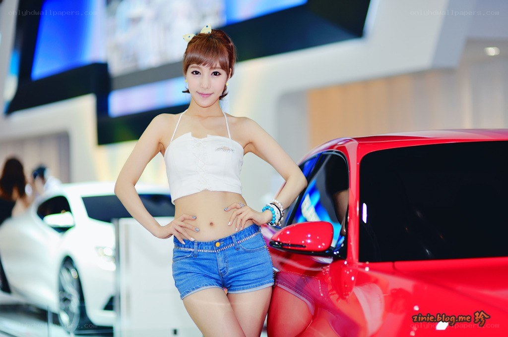 Woman posing at car show