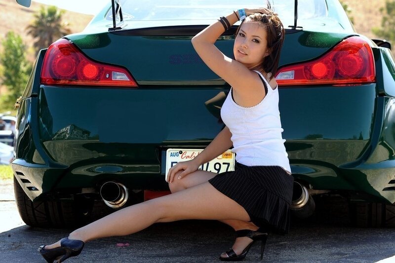 Woman Posing by Car — Green