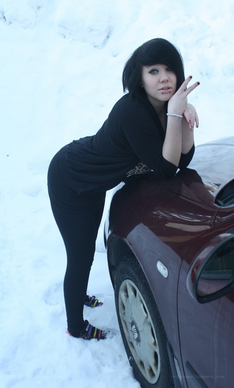 woman posing in snow