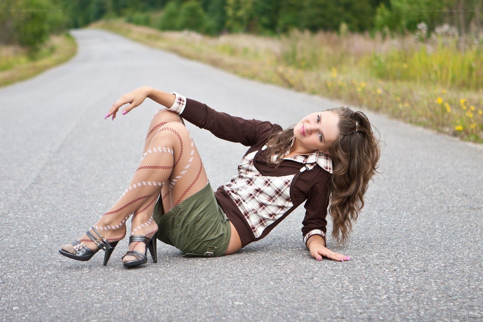 woman posing on road