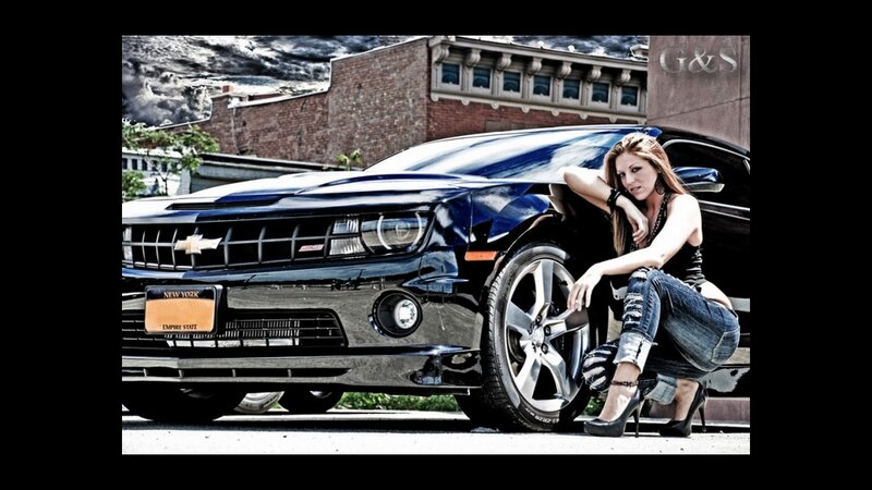 Woman Posing with Car — Black, Dramatic, Afternoon