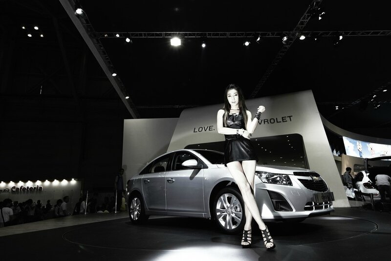 Woman Posing with Car — Black, Dramatic, Night, Photograph, Model