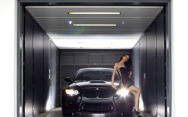 Woman Posing with Car — Black, Dramatic, Photograph, Elevator