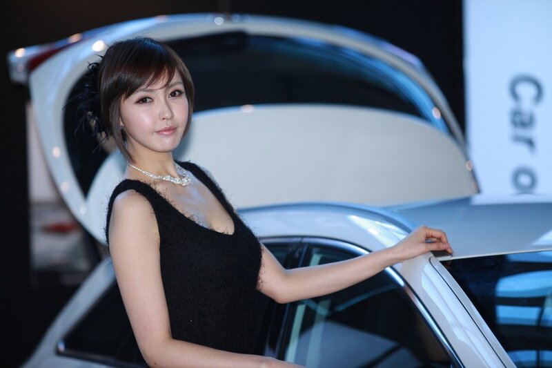 Woman Posing with Car — Black, Professional