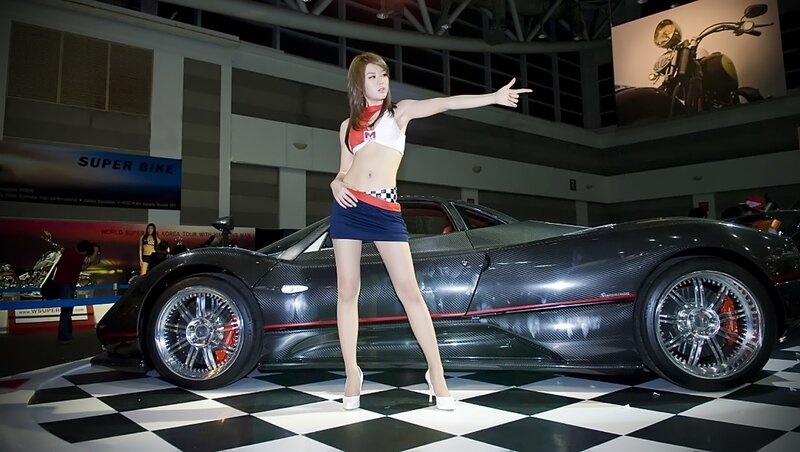 Woman Posing with Car — Black