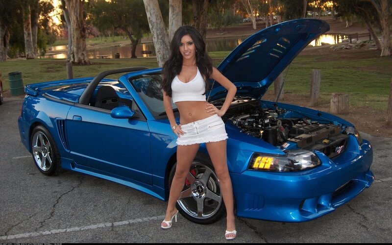 Woman Posing with Car — Blue, Relaxed, Sunset