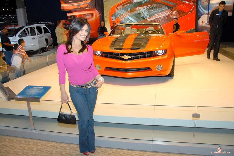Woman Posing with Car — Orange, Lively, Night