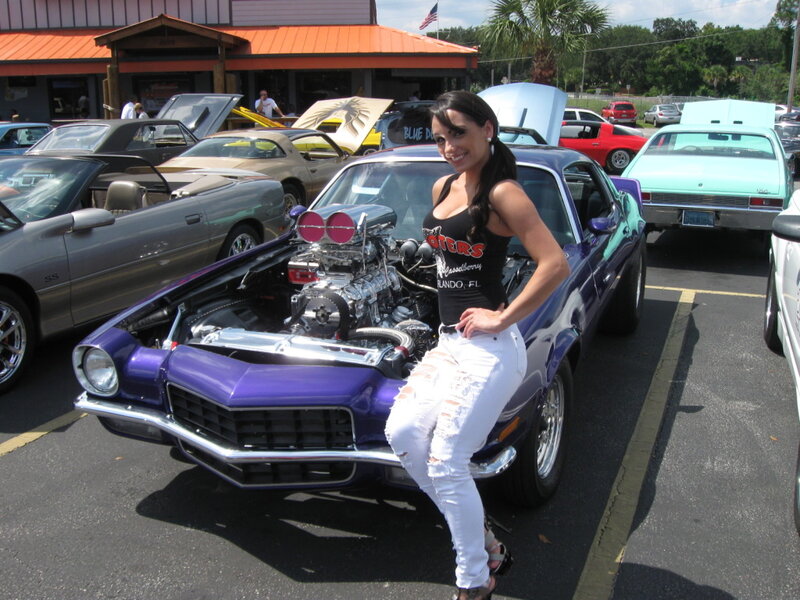 Woman Posing with Car — Purple