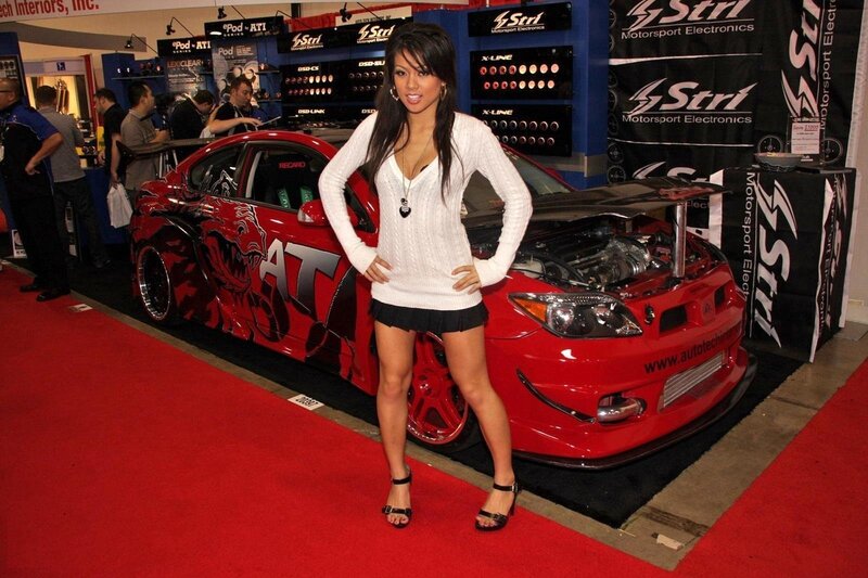 Woman Posing with Car — Red, Neutral