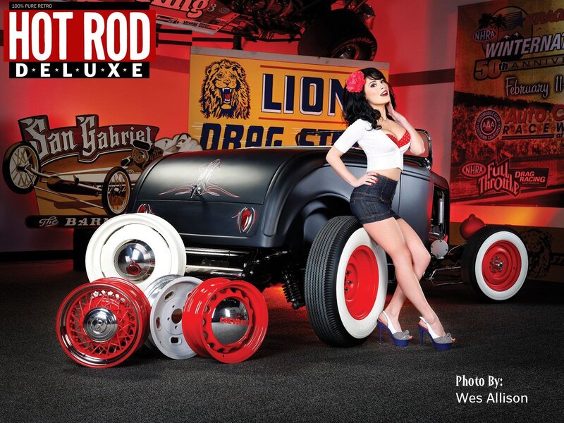 Woman Posing with Hot Rod