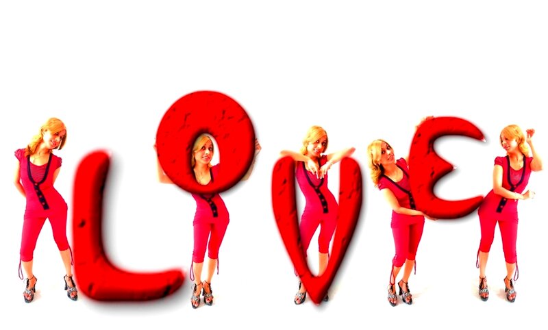 Woman Posing with Letters
