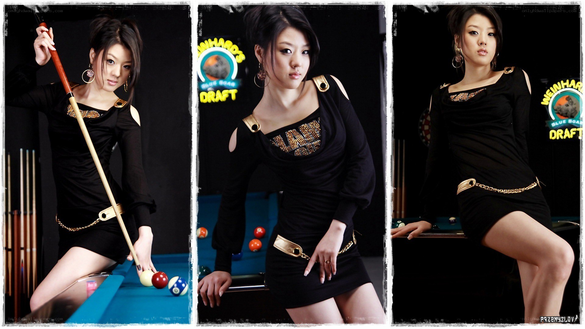woman posing with pool cue