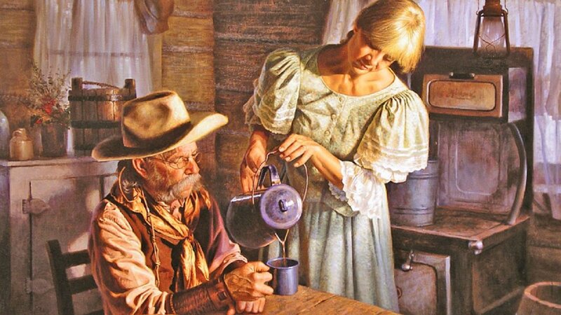 Woman Pouring Tea for Man