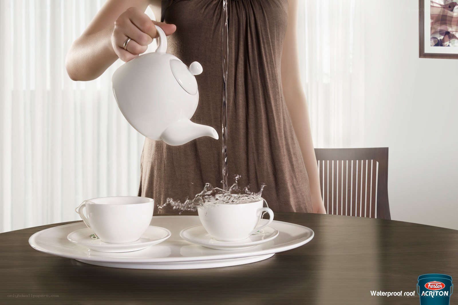 woman pouring tea on table