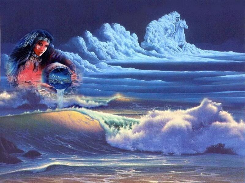 Woman Pouring Water — Blue, Dramatic