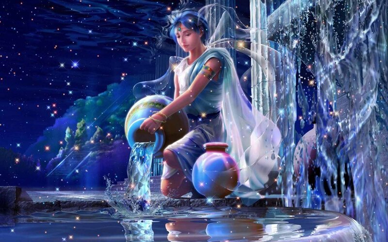 Woman Pouring Water — Blue