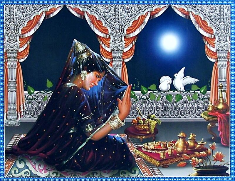 woman praying at night