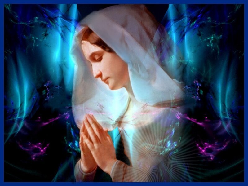 woman praying with light effects
