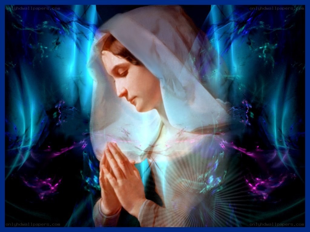 woman praying with light effects