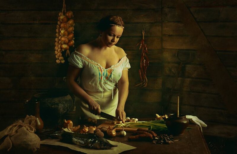 Woman Preparing Food