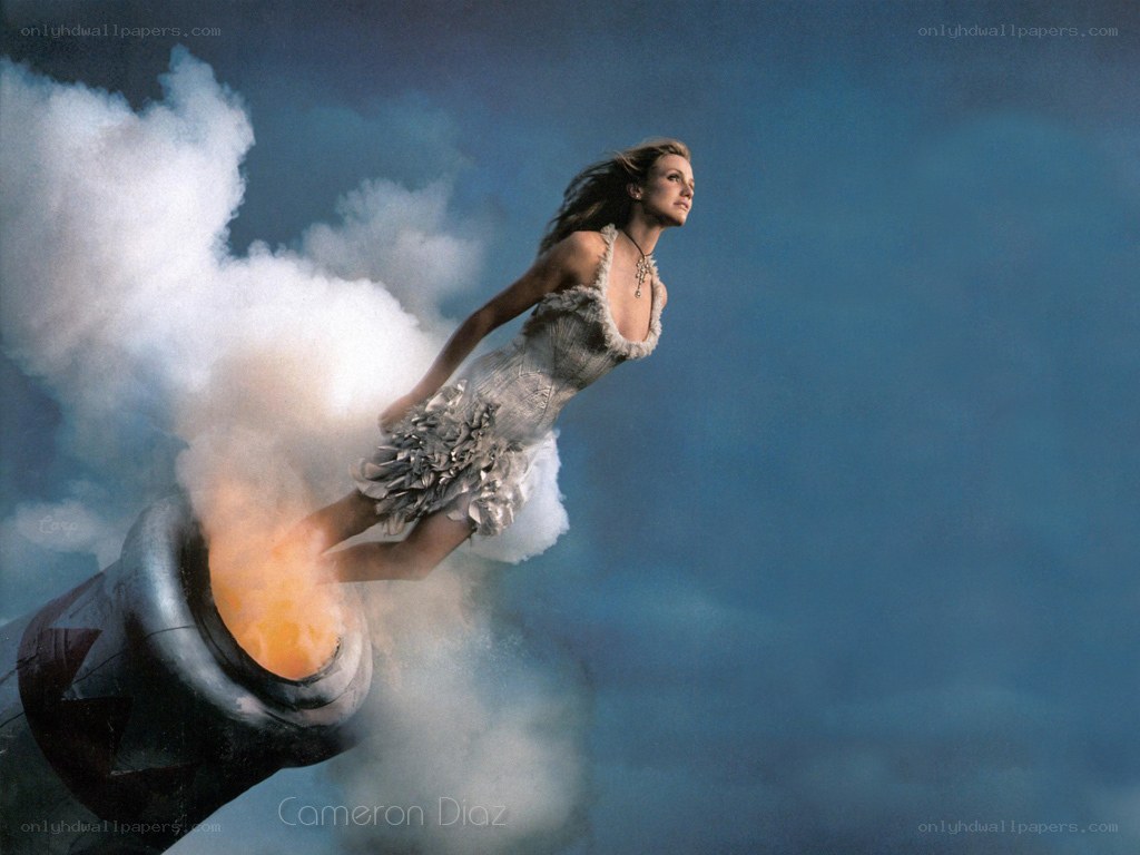 woman propelled by rocket
