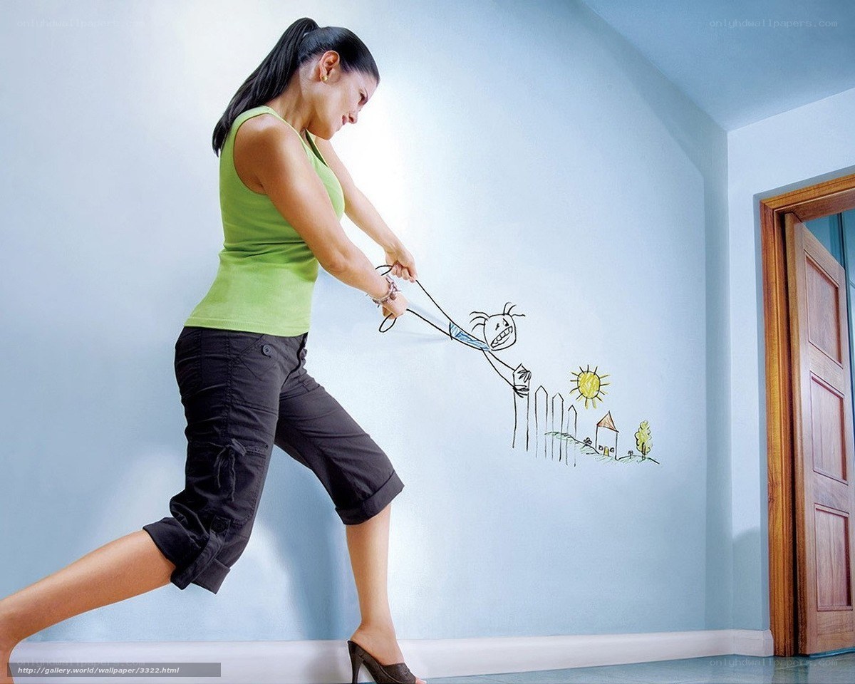 Woman pulling a drawing