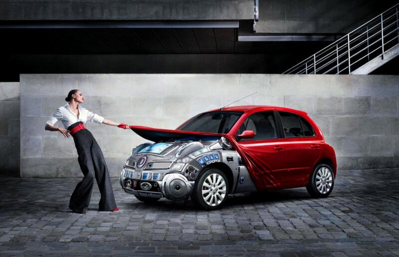 Woman Pulling Car Cover