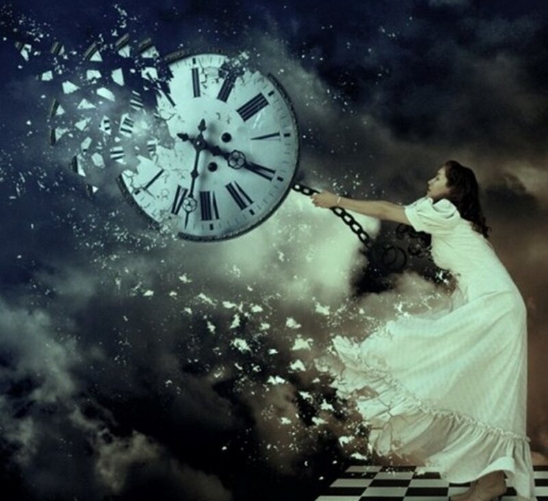 Woman Pulling Clock